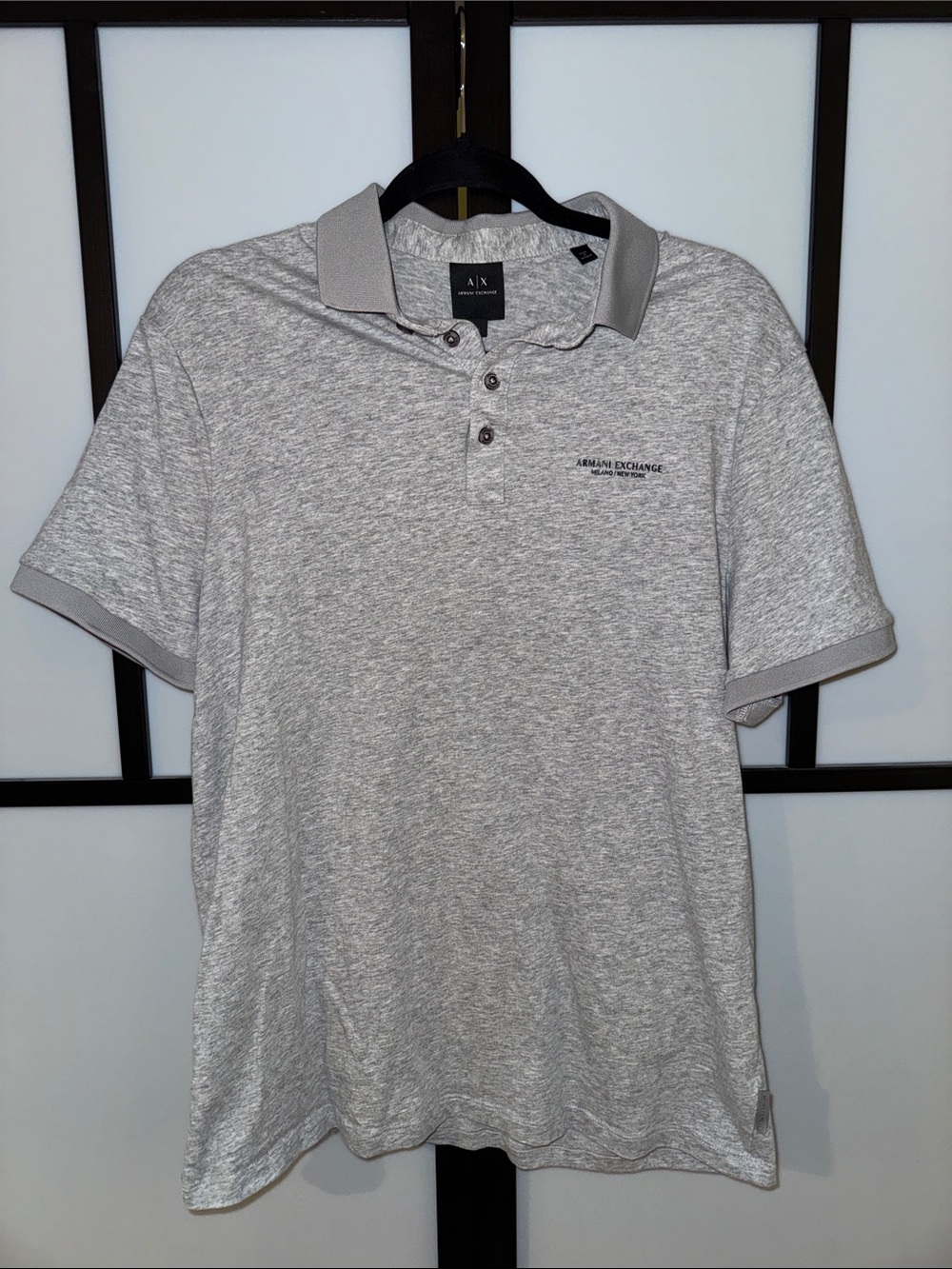 Armani Exchange Heather Gray Polo with Contrast Collar - Size L